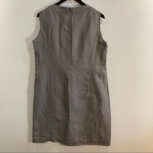 RIANI Sz 12 100% Linen Knee Length Unlined Pockets Zipper Closure Dress - Picture 5 of 9